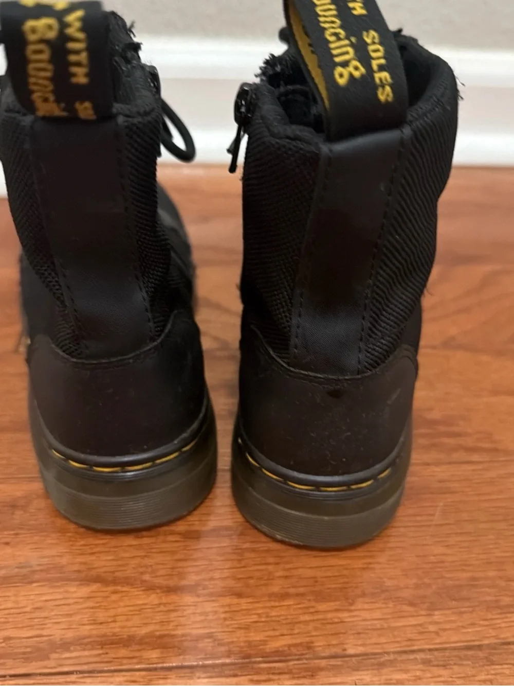 Dr. Martens Doc Combs J Combat Lace Up Boots Canvas Zip Black Kids Sz 2